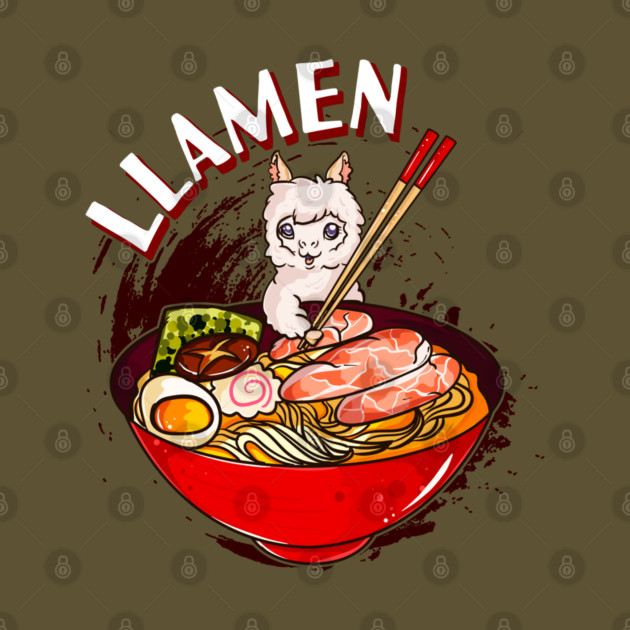 Ramen Bowl & Llama with Chopsticks by creative