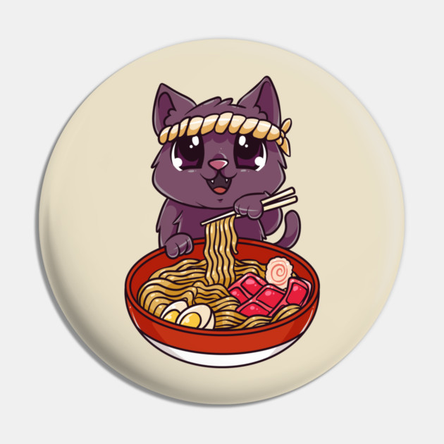 Cat eating Ramen Cute Kawaii Kitten Eating Noodles Pin by creative