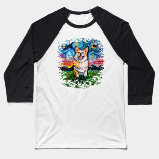 Smiling Corgi Night (version 2) Baseball T-Shirt