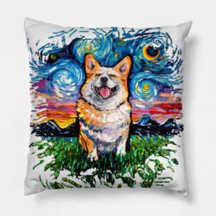 Smiling Corgi Night (version 2) Pillow
