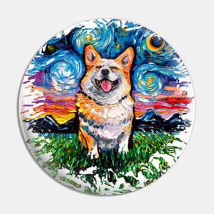 Smiling Corgi Night (version 2) Pin