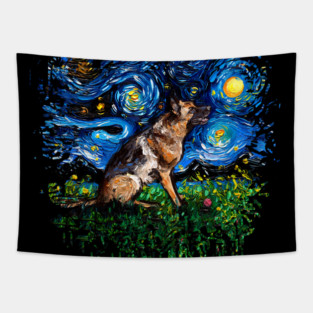German Shepherd Night 3 Tapestry