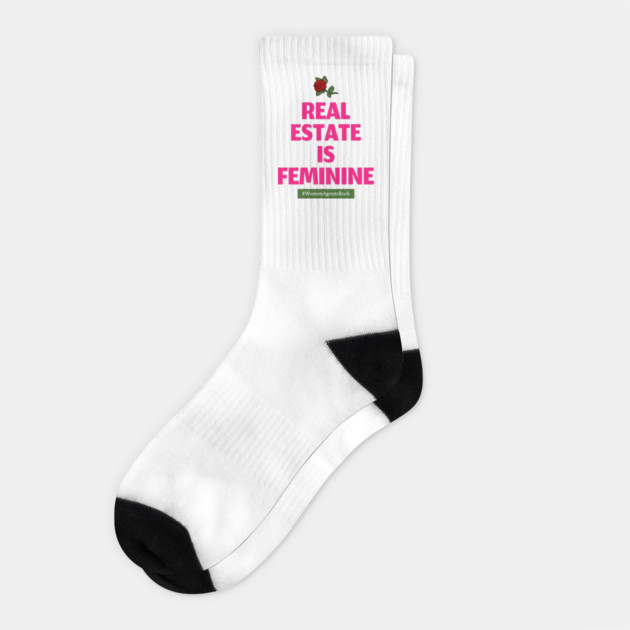 Real Estate Is Feminine (dark pink) Socks by REG
