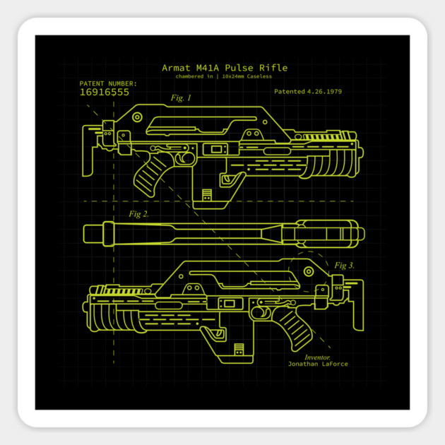 Pulse Rifle Aliens BluePrint Ripley Sticker by stayfrostybro