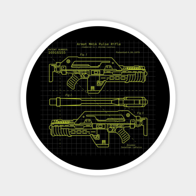 Pulse Rifle Aliens BluePrint Ripley Magnet by stayfrostybro