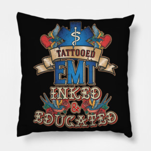 Tattooed EMT for Emergency medical technicians Pillow