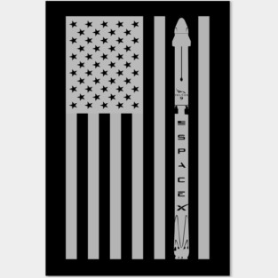 Falcon 9 Rocket & Dragon Capsule SpaceX Rocket Flag Design Posters and Art