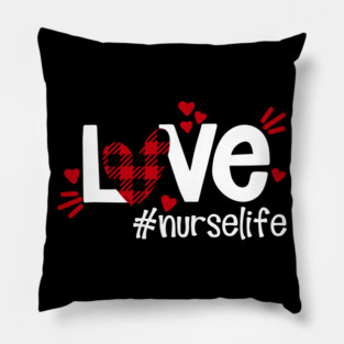 Love Life Flannel Heart Nurse Life Pillow
