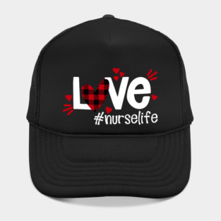 Love Life Flannel Heart Nurse Life Hat