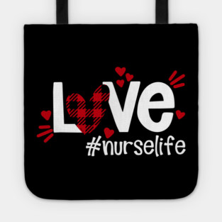 Love Life Flannel Heart Nurse Life Tote