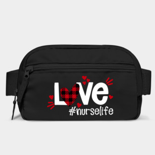 Love Life Flannel Heart Nurse Life Bag