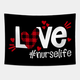 Love Life Flannel Heart Nurse Life Tapestry