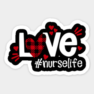 Love Life Flannel Heart Nurse Life Sticker