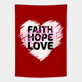 Faith Hope Love Yeshua Heart (Light) Tapestry