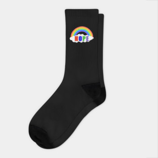 Hope Rainbow Stay Strong Stay Safe Solidarity Awareness Socks