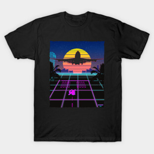 Synthwave Flight | Airliner Airport Vaporwave Design T-Shirt