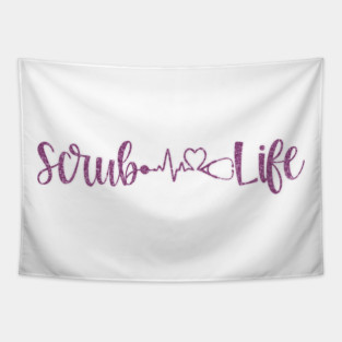 Scrub Life Nurse Script Heartbeat Gift Tapestry