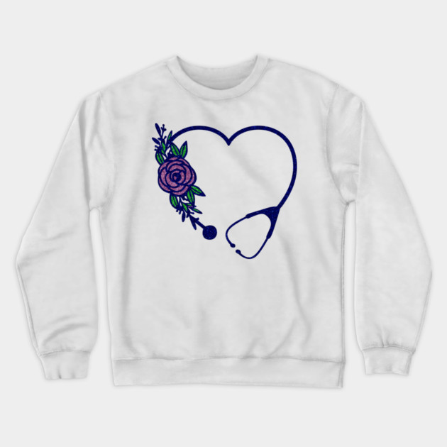 Stethoscope Heart Flower Colors Glittery Crewneck Sweatshirt by creative