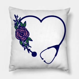 Stethoscope Heart Flower Colors Glittery Pillow