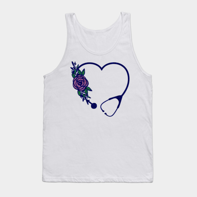Stethoscope Heart Flower Colors Glittery Tank Top by creative