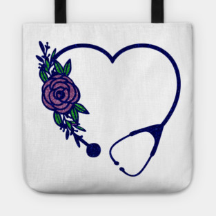 Stethoscope Heart Flower Colors Glittery Tote