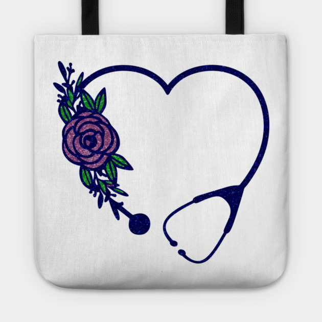 Stethoscope Heart Flower Colors Glittery Tote by creative