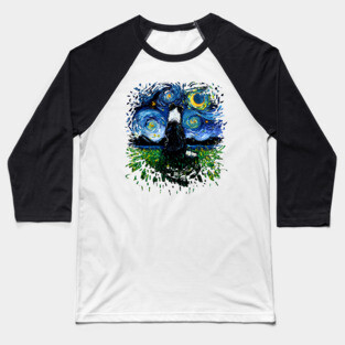 Border Collie Night 3 (splash version) Baseball T-Shirt