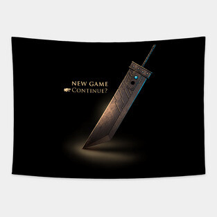Continue playing - New Game Final Fantasy VII Title Screen - Video Game Tapestry