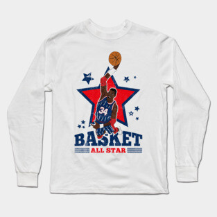 Olajuwon Basketball The Dream Houston 34 All Star Long Sleeve T-Shirt