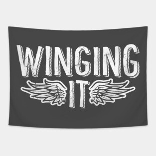 Airplane Pilot T-Shirt Winging It Airplane Flying Pun Tapestry