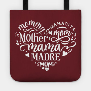 Heart Mama Words Gift for mothers Tote