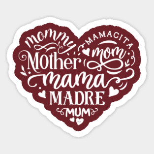 Heart Mama Words Gift for mothers Sticker