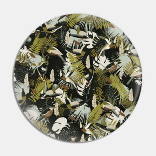 Tropicalia in Dark Greens / Paradise Birds and Exotic Plants Pin