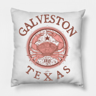 Galveston, Texas, with Stone Crab on Windrose Pillow