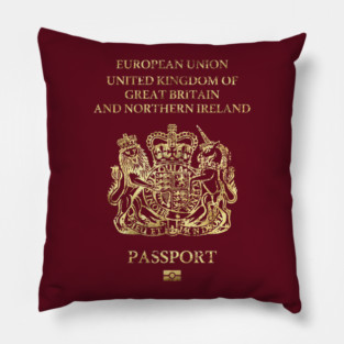 United Kingdom Passport - Vintage Gold Pillow