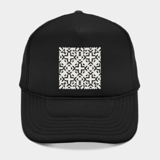 Tribal Geometry No.001 / Black and Ivory Hat
