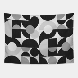 Mid Century Shapes N.09 / Monochrome Minimalism Tapestry