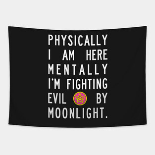 Fighting Evil By Moonlight Tapestry
