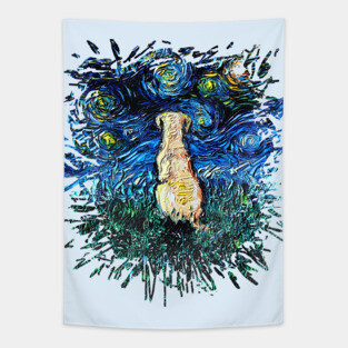 Yellow Labrador Night (splash version) Tapestry