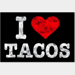 Vintage I Love Tacos Shirt Trendy Gift Posters and Art