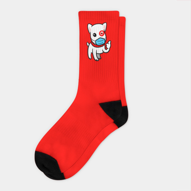 Essential Employee Dog Wearing Mask Socks by belownormal