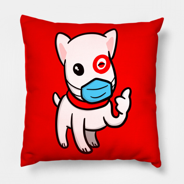 Essential Employee Dog Wearing Mask Pillow by belownormal