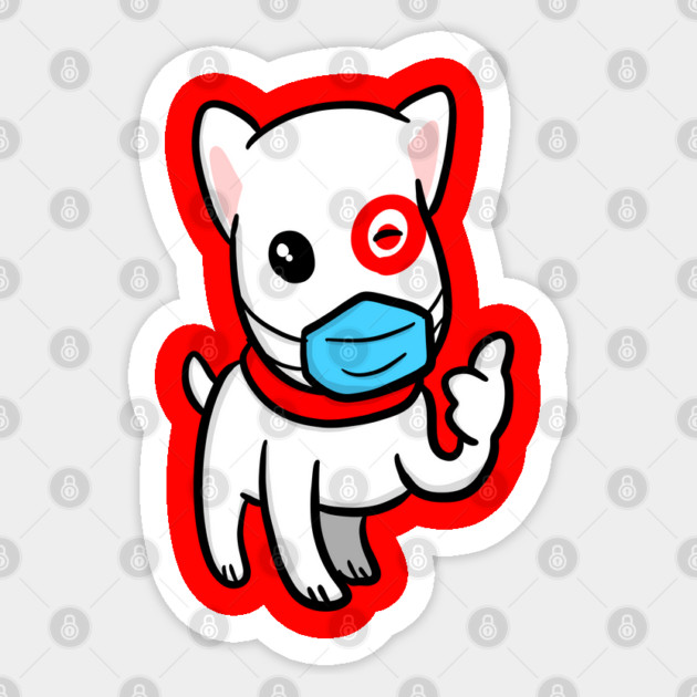 Essential Employee Dog Wearing Mask Sticker by belownormal