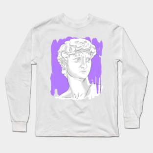 Classical Marble Bust Style Illustration Long Sleeve T-Shirt