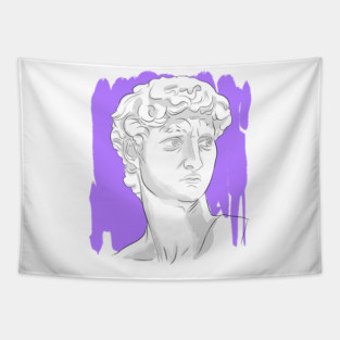 Classical Marble Bust Style Illustration Tapestry