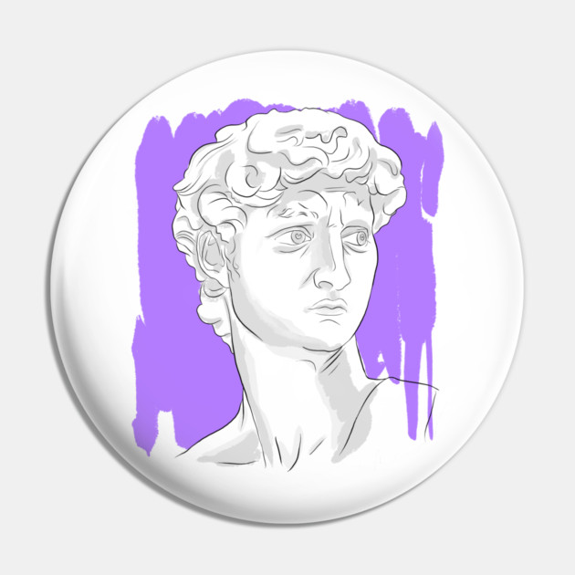 Classical Marble Bust Style Illustration Pin by denizko