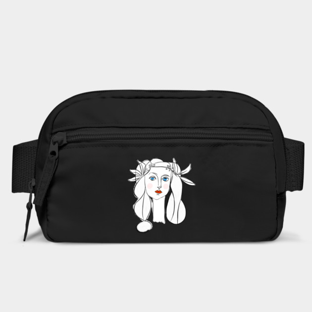 Minimal Line Art Woman Portrait with Floral Crown by denizko