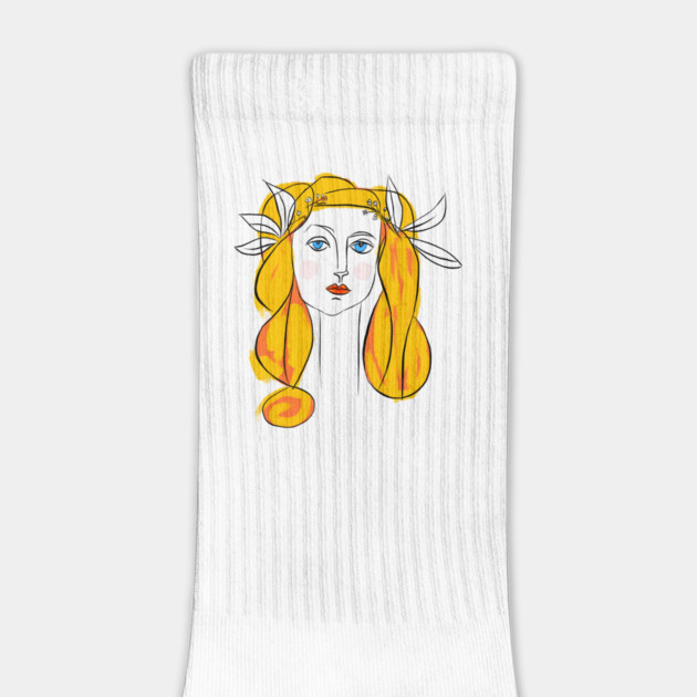 Floral Crown Woman Portrait Line Art Illustration by denizko