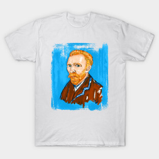 Post-Impressionist Style Bearded Van Gogh Portrait Illustration T-Shirt