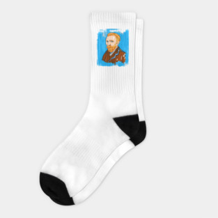 Post-Impressionist Style Bearded Van Gogh Portrait Illustration Socks
